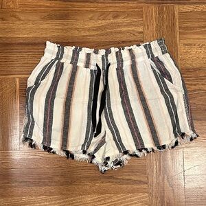 Striped Casual Shorts Black White Size M | Coastal Nautical Vacation Minimalist